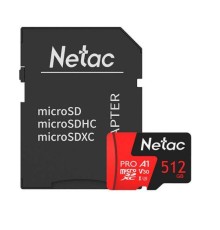 Носитель информации Netac P500 Extreme PRO 512GB MicroSDXC V30/A1/C10 up to 100MB/s, retail pack with SD Adapter