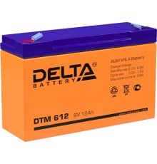 Батарея DELTA серия DTM, DTM 612, напряжение 6В, емкость 12Ач (разряд 20 часов),  макс. ток разряда (5 сек.) 150А, макс. ток заряда 3.45А, свинцово-кислотная типа AGM, клеммы F1, ДxШxВ 151х50х94мм., вес 1.7кг., срок службы 6 лет./ Battery DELTA series DTM