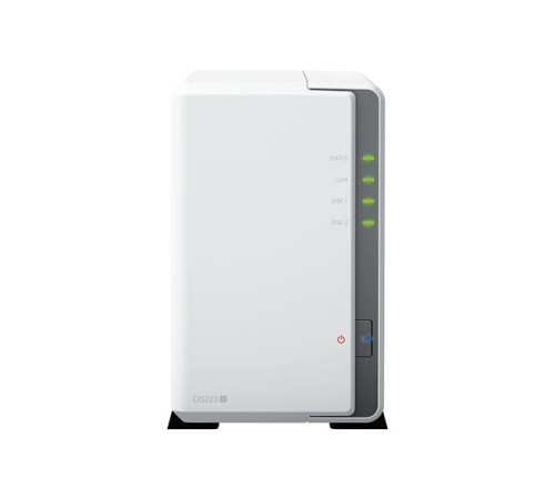 Системы хранения данных Synology QC 1,7GhzCPU/1Gb/RAID0,1/upto 2 HP HDD SATA(3.5')/2xUSB3.2/1xGbE/iSCSI/2xIPcam(upto 12)/1xPS/1YW (DS223j) repl DS220j