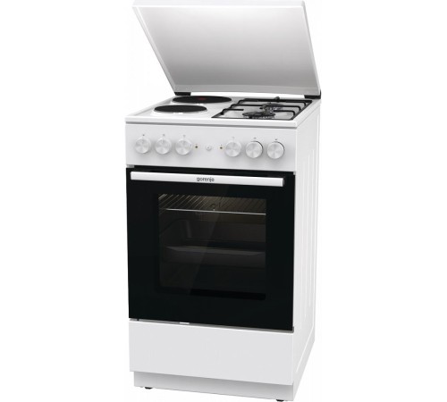 Комбинированная плита Gorenje/ Комбинированная плита Gorenje, полезный объем 68 л, очистка паром AquaClean, сводчатая форма духовки, механическое управление, электроподжиг, цвет белый