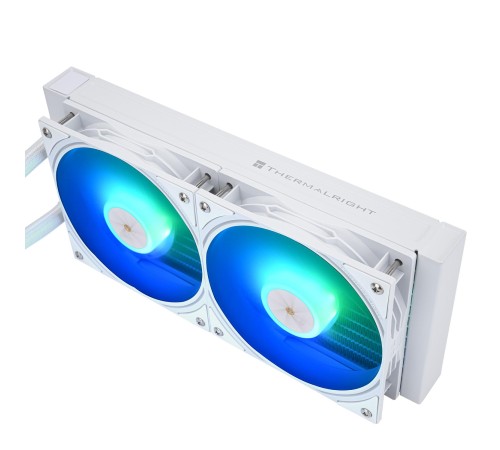 Водяное охлаждение для процессора/ Water Cooling System Thermalright Frozen Warframe SE 240 ARGB White (240mm, LED temp., Black, ARGB/ Fans: 2x120mm, 70.84CFM, 29.8dBA, 2000RPM/ Pump height 59mm, Rad thickness 27mm/ S: 1851, 1700, 1200, 115X, AM5, AM4) Водяное охлаждение для процессора/ Water Cooling System Thermalright Frozen Warframe SE 240 ARGB White (240mm, LED temp., Black, ARGB/ Fans: 2x120mm, 70.84CFM, 29.8dBA, 2000RPM/ Pump height 59mm, Rad thickness 27mm/ S: 1851, 1700, 1200, 115X, AM5, AM4)