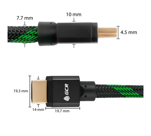 GCR Кабель HDMI 2.1, 8K 60Hz, 4K 144Hz, 0.5m, динамический HDR 4:4:4, Ultra HD, 48.0 Гбит/с, тройное экранирование, ферритовые фильтры, GCR-51871