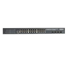 Коммутатор/ OSNOVO Гигабитный L3 PoE коммутатор на 28 портов, 24 *10/100/1000 Base-T PoE, 4*10G SFP+ Uplink, PoE на порт до 30W, суммарно до 400W