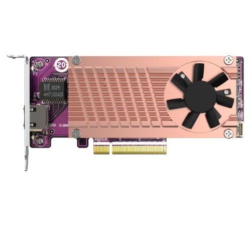 карта расширения/ QNAP QM2-2P10G1TB Marvell AQC113C PCIe Gen3 x8, Dual M.2 2280 PCIe Gen3 x4 NVMe, LAN 1x10GBASE-T 10GbE, Low-profile bracket pre-loaded, Low-profile flat and Full-height are bundled