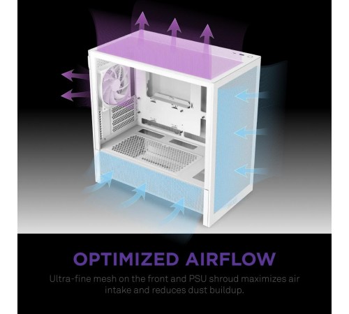 Корпус без блока питания/ Case NZXT H3 Flow (2025), Midi-Tower, TG, 1x120mm, 1xUSB-A 3.2 + 1xUSB-C 3.2, mATX, mITX White