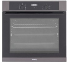 Встраиваемый духовой шкаф Korting/ Духовой шкаф с электронным сенсорным управлением Touch Control,  LED дисплей белого цвета  Cold White, Утапливаемые поворотные регуляторы, 9 режимов работы, Одноуровневые телескопические направляющие, Дверца духового шка