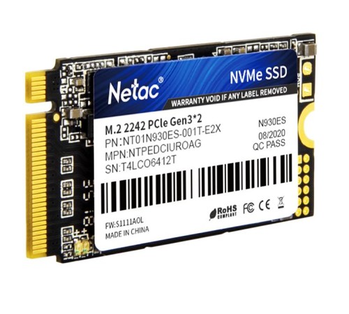 SSD накопитель Netac SSD N930ES 1TB PCIe 3 x2 M.2 2242 NVMe 3D NAND, R/W up to 1650/1500MB/s, IOPS(R4K) 220K/220K, TBW 600TB, 3y wty SSD накопитель Netac SSD N930ES 1TB PCIe 3 x2 M.2 2242 NVMe 3D NAND, R/W up to 1650/1500MB/s, IOPS(R4K) 220K/220K, TBW 600TB, 3y wty