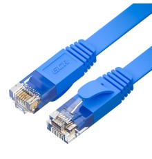 GCR Патч-корд PROF плоский прямой 0.3m, UTP медь кат.6, синий, 30 AWG, ethernet high speed 10 Гбит/с, RJ45, T568B, GCR-53086