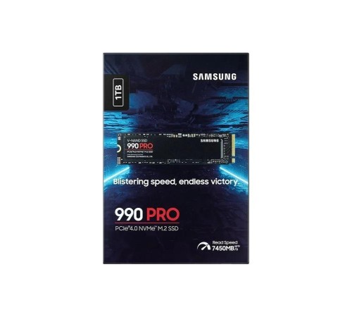 Твердотельный накопитель/ Samsung SSD 990 PRO, 1000GB, M.2(22x80mm), NVMe 2.0, PCIe 4.0 x4, V-NAND TLC, R/W 7450/6900MB/s, IOPs 1 200 000/1 550 000, DRAM buffer 1024MB, TBW 600, DWPD 0.33, with Heatsink (12 мес.) Твердотельный накопитель/ Samsung SSD 990 PRO, 1000GB, M.2(22x80mm), NVMe 2.0, PCIe 4.0 x4, V-NAND TLC, R/W 7450/6900MB/s, IOPs 1 200 000/1 550 000, DRAM buffer 1024MB, TBW 600, DWPD 0.33, with Heatsink (12 мес.)