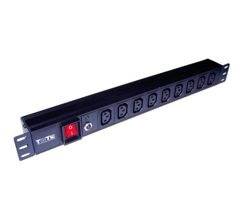 Блок розеток Блок розеток 19", 1-фазный с выключателем, 10A / 250V, 9xC13, без шнура питания, разъем C14 Блок розеток Блок розеток 19", 1-фазный с выключателем, 10A / 250V, 9xC13, без шнура питания, разъем C14