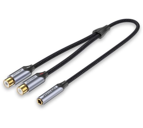 Переходник-разветвитель Vention гибкий Jack 3.5 mm F / 2RCA  F - 0.3м