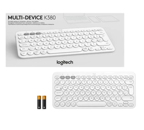 Клавиатура/ Logitech Keyboard K380 OFF-WHITE Wireless Bluetooth RTL, Multi-Device