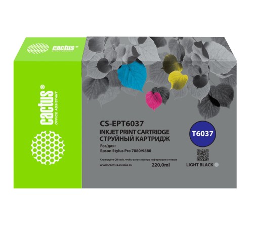 -/ Картридж струйный Cactus CS-EPT6037 T6037 сер.пигм. (220мл) для Epson Stylus PRO 7880/9880