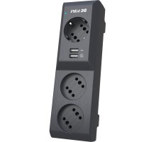 Сетевой фильтр/ Surge protector Pilot 3G 3xGP euro outlets, 10А/2.2кВа, 2xUSB, 3m, grafit