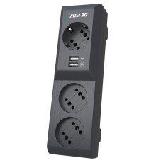 Сетевой фильтр/ Surge protector Pilot 3G 3xGP euro outlets, 10А/2.2кВа, 2xUSB, 3m, grafit