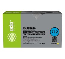 -/ Картридж струйный Cactus CS-3ED69A 712 желтый (29мл) для HP DJ T230/630