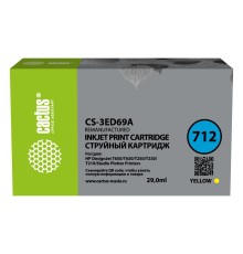 -/ Картридж струйный Cactus CS-3ED69A 712 желтый (29мл) для HP DJ T230/630