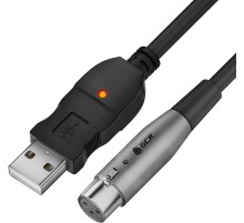 GCR Кабель 3.0m микрофонный USB/XLR черный, GCR-53044