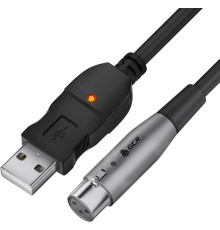 GCR Кабель 3.0m микрофонный USB/XLR черный, GCR-53044