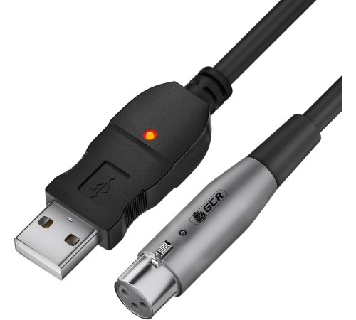 GCR Кабель 3.0m микрофонный USB/XLR черный, GCR-53044