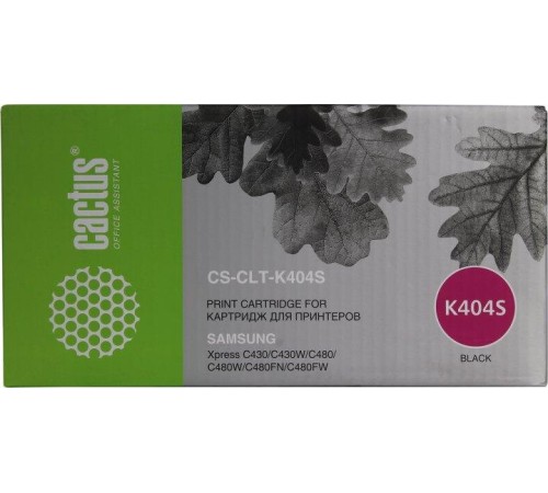 -/ Картридж лазерный Cactus CS-CLT-K404S CLT-K404S черный (1500стр.) для Samsung SL-C430/C430W/C480/C48