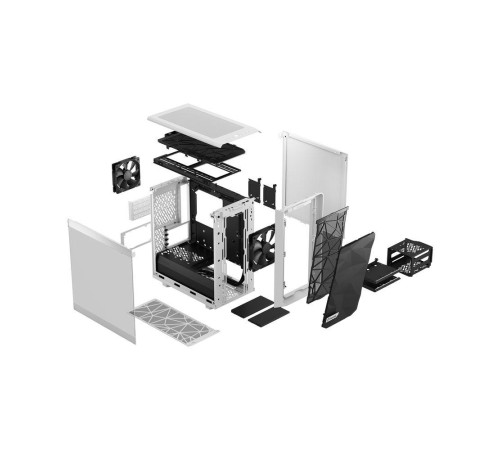 Корпус ПК без блока питания/ Case Fractal Design Meshify 2 Mini TG Clear Tint, Mini-Tower, 1x120mm + 1x140mm, 2xUSB-A 3.2 + 1xUSB 3.2 Type-C mATX, mITX, mDTX White