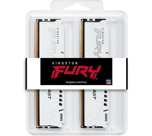 Память оперативная/ Kingston 64GB 5600MT/s DDR5 CL36 DIMM (Kit of 2) FURY Beast White EXPO Память оперативная/ Kingston 64GB 5600MT/s DDR5 CL36 DIMM (Kit of 2) FURY Beast White EXPO