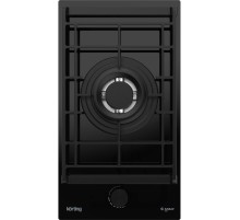 Встраиваемая варочная панель KORTING/ Встраиваемая варочная панель KORTING, газ на стекле, 30 см, 1 конфорка, WOK, газ-контроль, электроподжиг, адаптер для кофейника, адаптер под сжиженный газ, жиклеры под сжиженный газ, цвет черное стекло