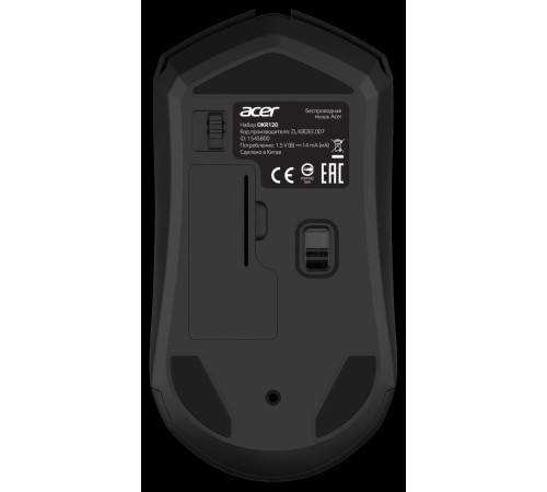Набор клавиатура+мышь/ Беспроводной набор (клав+мышь) ACER OKR120 Wireless 2.4G combo set black Набор клавиатура+мышь/ Беспроводной набор (клав+мышь) ACER OKR120 Wireless 2.4G combo set black