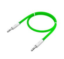 GCR Кабель аудио 1.0m jack 3,5mm/jack 3,5mm зеленый нейлон, белые коннекторы зеленая окантовка, ультрагибкий, 28 AWG, M/M, Premium, экран, стерео, GCR-AVC8262-1.0m