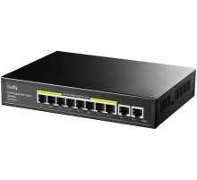 Коммутатор/ 8 RJ-45 10/100/1000M PSE ports +2 RJ45 10/100/1000  Uplink Port Unmanaged PoE+ Switch 120W,  802.3af/at standard,Alternative 1/2(+),3/6(-), Steel Case, Watchdog, 120W internal