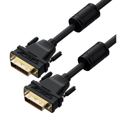 GCR Кабель PROF 1.0m DVI-D, черный, GOLD, ферритовые кольца, OD 8.5mm, 28 AWG, DVI/DVI, 25M/25M, двойной экран, GCR-54237 GCR Кабель PROF 1.0m DVI-D, черный, GOLD, ферритовые кольца, OD 8.5mm, 28 AWG, DVI/DVI, 25M/25M, двойной экран, GCR-54237
