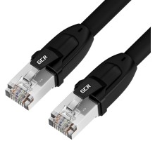 GCR Патч-корд PROF кат.8 ethernet  50.0m F/FTP,  RJ45, CU, 26 AWG, литой, прямой, черный, экранированные коннекторы, GCR-52355