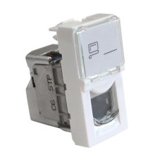  Вставка Mosaic 22.5x45, RJ-45 STP, кат.6, со шторкой и увеличенным окном маркировки, белая