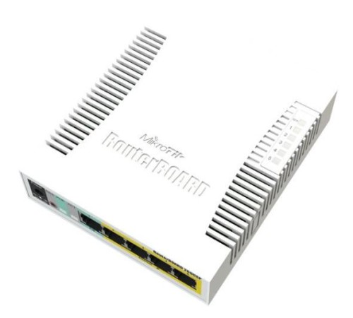 Коммутатор MikroTik RB260GSP with 5 Gigabit ports and SFP cage, SwOS, plastic case, PSU, POE-OUT