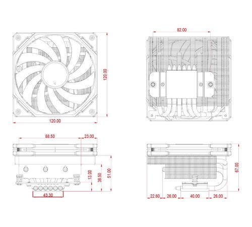 Кулер для процессора/ CPU Cooler ID-COOLING IS-67-XT BLACK (150W, 4-pin PWM, 67mm, Al/Cu, 6x6mm, 1x120mm, 67.58CFM, 32.3dBA, 2200RPM, S: 1851/1700/1200/115X, AM5/AM4, Black) Кулер для процессора/ CPU Cooler ID-COOLING IS-67-XT BLACK (150W, 4-pin PWM, 67mm, Al/Cu, 6x6mm, 1x120mm, 67.58CFM, 32.3dBA, 2200RPM, S: 1851/1700/1200/115X, AM5/AM4, Black)