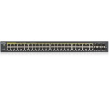 Коммутатор/ ZYXEL GS1920-48HPv2 Hybrid Smart switch PoE+ ZYXEL Nebula Flex, 44xGE PoE+, 4xCombo (SFP/RJ-45 PoE+), 2xSFP, budget PoE 375W, Standalone / cloud management