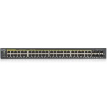 Коммутатор/ ZYXEL GS1920-48HPv2 Hybrid Smart switch PoE+ ZYXEL Nebula Flex, 44xGE PoE+, 4xCombo (SFP/RJ-45 PoE+), 2xSFP, budget PoE 375W, Standalone / cloud management