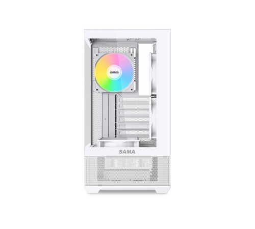 Корпус ПК без блока питания/ Case SAMA V40 White, Midi-Tower, TG, 6x120mm ARGB, 2xUSB 3.0 + 1xUSB 3.1 Type-C, ATX, mATX, mITX White