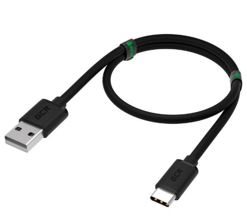 GCR Кабель 1.0m TypeC, черный, быстрая зарядка, 28/24 AWG