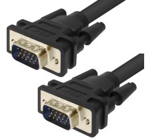 Greenconnect Кабель SVGA 15.0м чёрный, позолоченные контакты, ферритовые кольца, OD8.0mm. 15M / 15M Premium GCR-VM2VM2-15.0m, 28/28 AWG, двойной экран