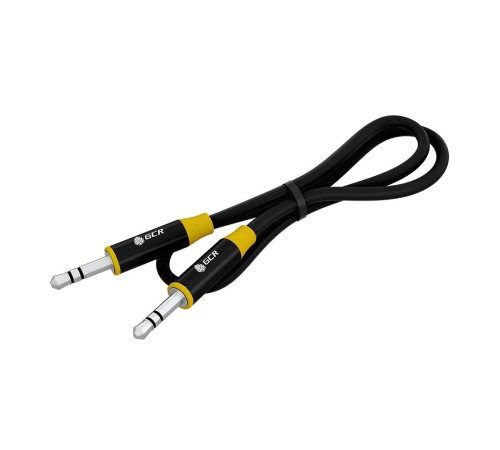 GCR Кабель 0.5m аудио jack 3.5mm/jack 3.5mm черный, AL case черный, желтая окантовка, M/M, GCR-54754