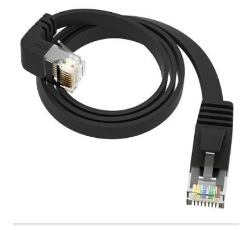 GCR Патч-корд 1.0m UTP кат.6, черный, верхний угол, литой, ethernet high speed, RJ45, T568B
