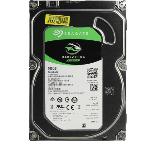 Жесткий диск Seagate Barracuda HDD 3.5" SATA 500Gb, 7200 rpm, 32Mb buffer, ST500DM009, 1 year, (analog ST500DM002)