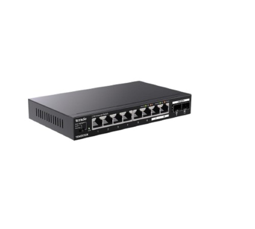 Коммутатор/ Tenda TEM2010X Коммутатор неуправляемый, 10 портов, RJ-45 8х2,5 Гбит/с, SFP+ 2х10 Гбит/с, настольный, металлический корпус