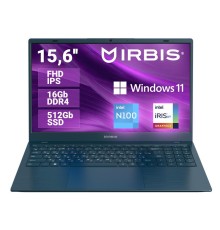 Ноутбук IRBIS Breeze 15NBC1015 15.6" CPU: N100 15.6"LCD 1920*1080 IPS , 16GB+512GB SSD, AC wifi, Front camera: 2MP, 5000mha battery, ABCD plastic Dark Blue color,TYPEC, WIN Pro