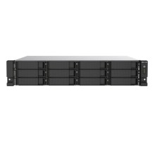 Сетевое хранилище без дисков/ SMB QNAP TS-1273AU-RP-8G NAS 12 HDD trays, 2x 2.5 GbE, rackmount, 2 PSU. 4-core AMD V1500B  2,2 GHz , RAM 8 GB (8 GB UDIMM DDR4 (1 x 8 GB) up to 32 GB (2 x 16 GB)). W/o rail kit RAIL-B02