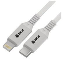 GCR Кабель PREMIUM 1.0m TypeC/Lightning MFI POWER DELIVERY 18 W, быстрая зарядка, белый силикон, AL case белый, белый ПВХ, GCR-53533