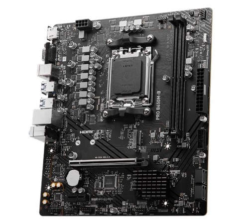 Материнская плата/ MB MSI AMD B650 sAM5, 2xDDR5(128GB), D-SUB/HDMI 2.1, 1xPCIe 4.0x16, 1xPCIe 3.0, 1xLAN (2.5GbE), 4xSATA 6Gb/s, 1xM.2, 4xUSB 3.2, 2xUSB 2.0, 2xPS/2, mATX Материнская плата/ MB MSI AMD B650 sAM5, 2xDDR5(128GB), D-SUB/HDMI 2.1, 1xPCIe 4.0x16, 1xPCIe 3.0, 1xLAN (2.5GbE), 4xSATA 6Gb/s, 1xM.2, 4xUSB 3.2, 2xUSB 2.0, 2xPS/2, mATX