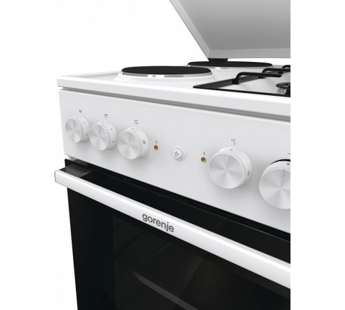 Комбинированная плита Gorenje/ Комбинированная плита Gorenje, полезный объем 68 л, очистка паром AquaClean, сводчатая форма духовки, механическое управление, электроподжиг, цвет белый